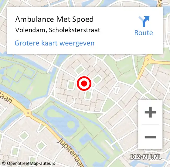 Locatie op kaart van de 112 melding: Ambulance Met Spoed Naar Volendam, Scholeksterstraat op 20 februari 2021 14:13