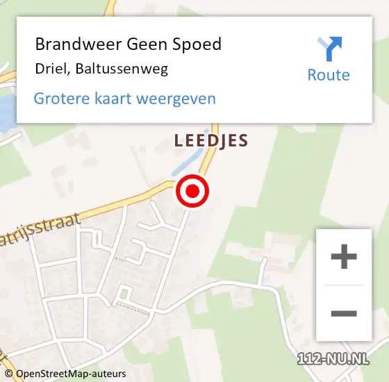 Locatie op kaart van de 112 melding: Brandweer Geen Spoed Naar Driel, Baltussenweg op 20 februari 2021 14:49