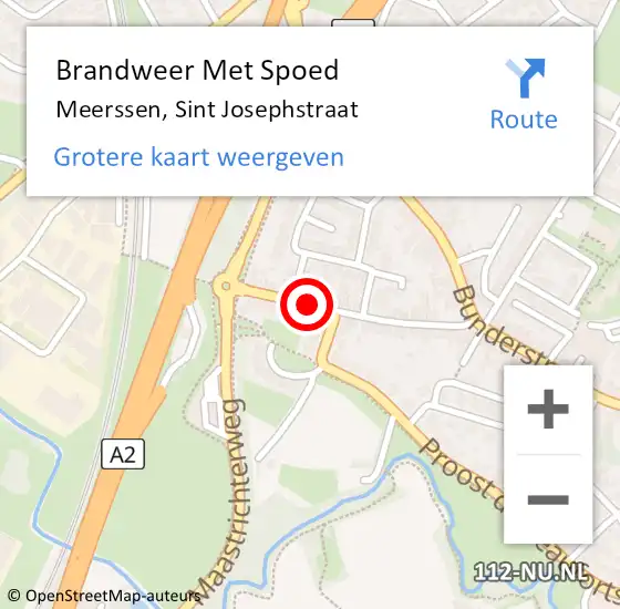 Locatie op kaart van de 112 melding: Brandweer Met Spoed Naar Meerssen, Sint Josephstraat op 20 februari 2021 16:17