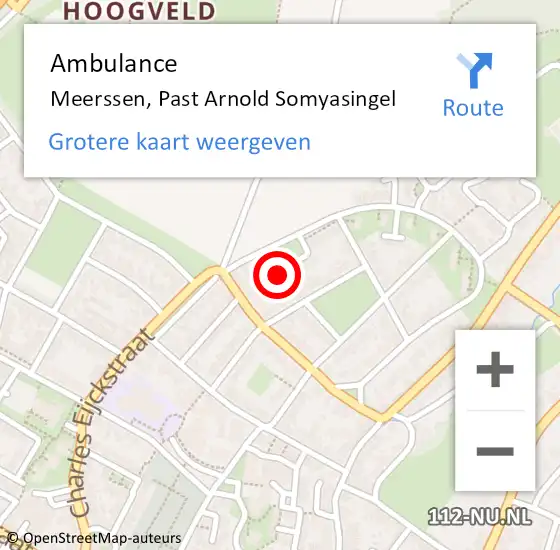 Locatie op kaart van de 112 melding: Ambulance Meerssen, Past Arnold Somyasingel op 2 juni 2014 18:14