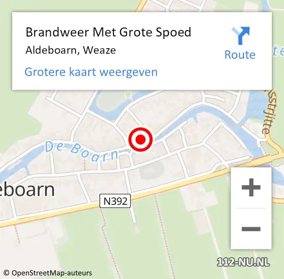 Locatie op kaart van de 112 melding: Brandweer Met Grote Spoed Naar Aldeboarn, Weaze op 20 februari 2021 16:26