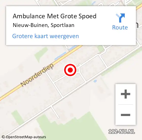 Locatie op kaart van de 112 melding: Ambulance Met Grote Spoed Naar Nieuw-Buinen, Sportlaan op 3 oktober 2013 20:12
