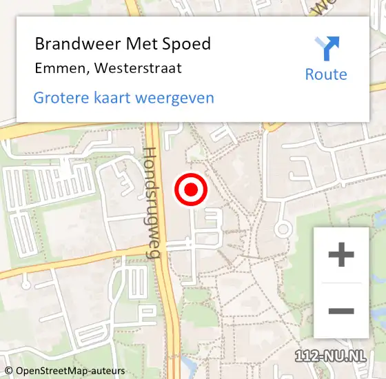 Locatie op kaart van de 112 melding: Brandweer Met Spoed Naar Emmen, Westerstraat op 20 februari 2021 18:21