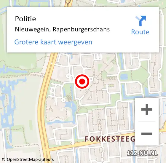 Locatie op kaart van de 112 melding: Politie Nieuwegein, Rapenburgerschans op 20 februari 2021 19:05