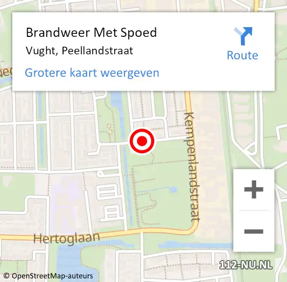 Locatie op kaart van de 112 melding: Brandweer Met Spoed Naar Vught, Peellandstraat op 20 februari 2021 19:32