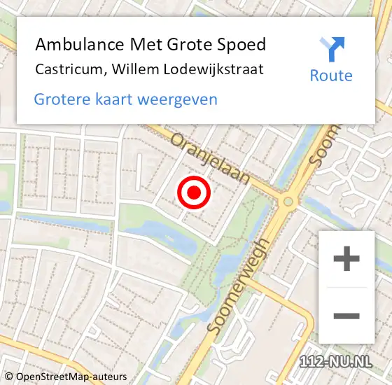 Locatie op kaart van de 112 melding: Ambulance Met Grote Spoed Naar Castricum, Willem Lodewijkstraat op 20 februari 2021 19:35