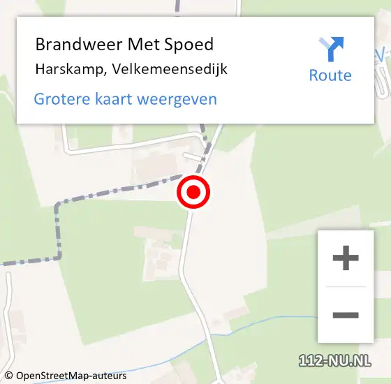 Locatie op kaart van de 112 melding: Brandweer Met Spoed Naar Harskamp, Velkemeensedijk op 20 februari 2021 20:26