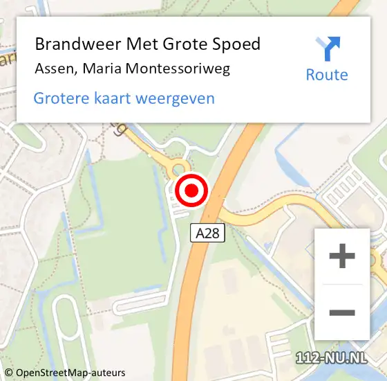 Locatie op kaart van de 112 melding: Brandweer Met Grote Spoed Naar Assen, Maria Montessoriweg op 20 februari 2021 20:31