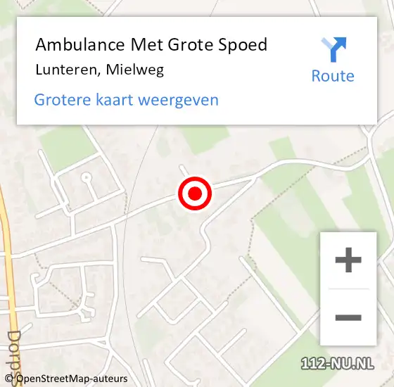 Locatie op kaart van de 112 melding: Ambulance Met Grote Spoed Naar Lunteren, Mielweg op 20 februari 2021 20:59