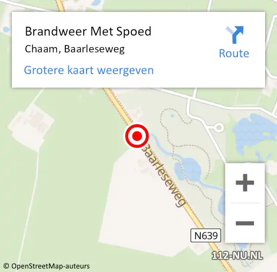 Locatie op kaart van de 112 melding: Brandweer Met Spoed Naar Chaam, Baarleseweg op 20 februari 2021 21:42