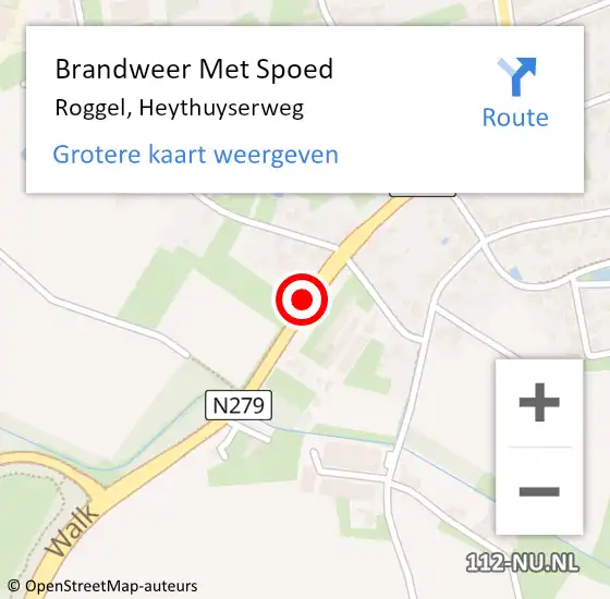 Locatie op kaart van de 112 melding: Brandweer Met Spoed Naar Roggel, Heythuyserweg op 20 februari 2021 22:22