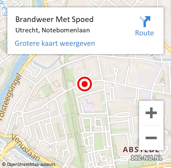 Locatie op kaart van de 112 melding: Brandweer Met Spoed Naar Utrecht, Notebomenlaan op 21 februari 2021 02:00