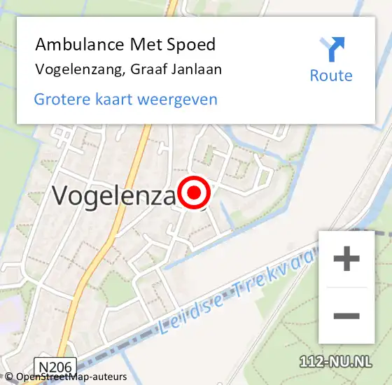 Locatie op kaart van de 112 melding: Ambulance Met Spoed Naar Vogelenzang, Graaf Janlaan op 21 februari 2021 02:43