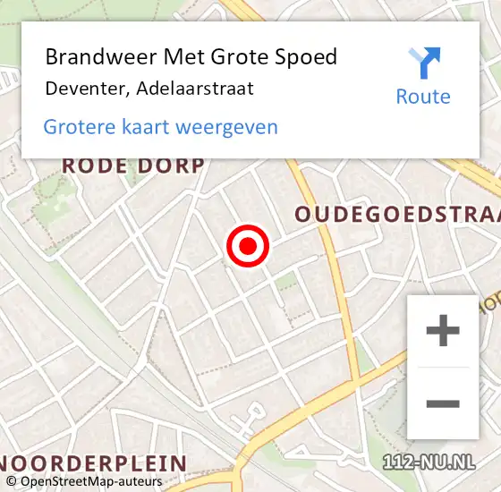 Locatie op kaart van de 112 melding: Brandweer Met Grote Spoed Naar Deventer, Adelaarstraat op 21 februari 2021 05:27