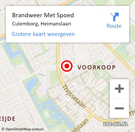 Locatie op kaart van de 112 melding: Brandweer Met Spoed Naar Culemborg, Heimanslaan op 21 februari 2021 05:54