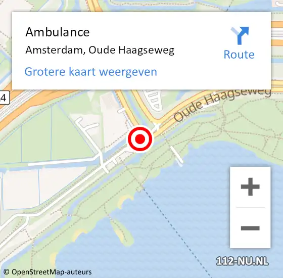 Locatie op kaart van de 112 melding: Ambulance Amsterdam, Oude Haagseweg op 21 februari 2021 08:42