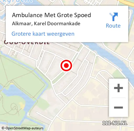 Locatie op kaart van de 112 melding: Ambulance Met Grote Spoed Naar Alkmaar, Karel Doormankade op 21 februari 2021 09:31