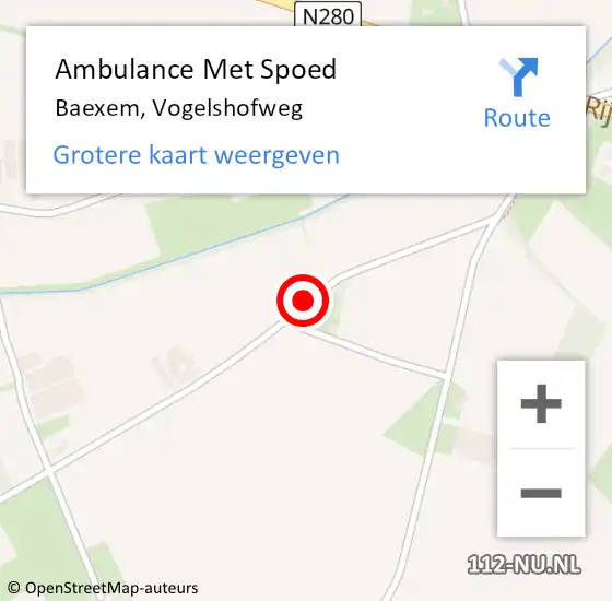 Locatie op kaart van de 112 melding: Ambulance Met Spoed Naar Baexem, Vogelshofweg op 21 februari 2021 10:22