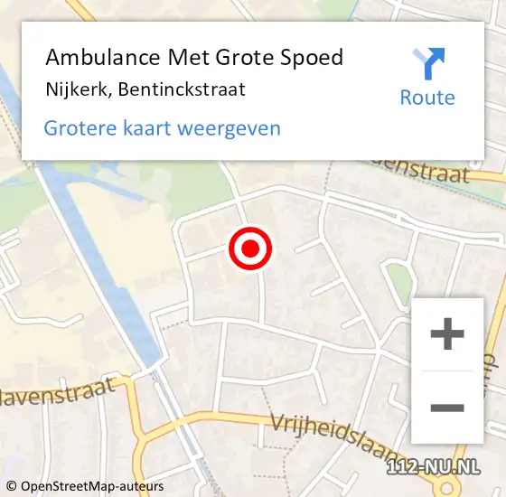 Locatie op kaart van de 112 melding: Ambulance Met Grote Spoed Naar Nijkerk, Bentinckstraat op 21 februari 2021 12:02