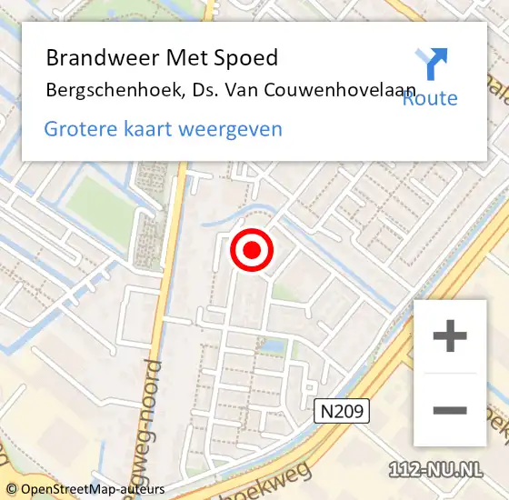 Locatie op kaart van de 112 melding: Brandweer Met Spoed Naar Bergschenhoek, Ds. Van Couwenhovelaan op 21 februari 2021 12:03