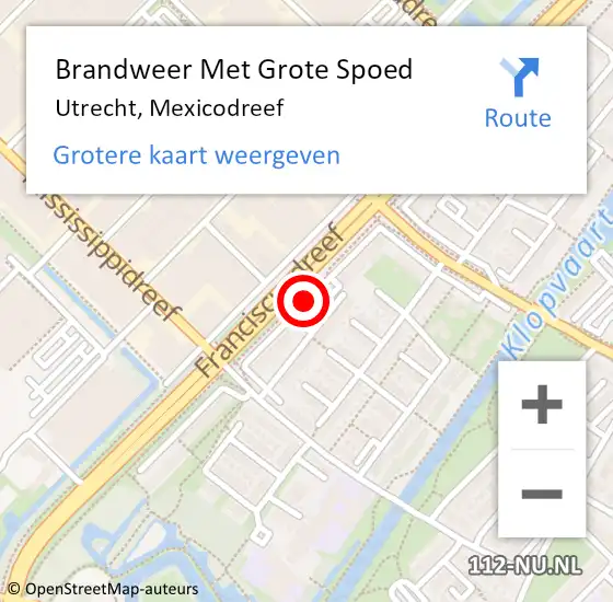 Locatie op kaart van de 112 melding: Brandweer Met Grote Spoed Naar Utrecht, Mexicodreef op 21 februari 2021 13:29