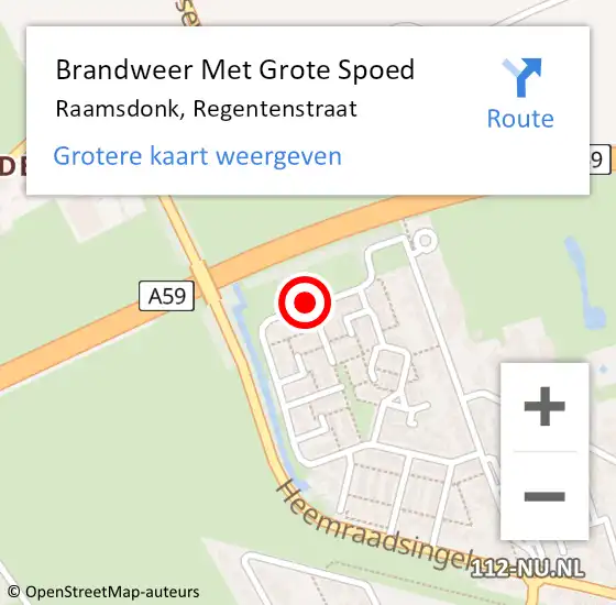 Locatie op kaart van de 112 melding: Brandweer Met Grote Spoed Naar Raamsdonk, Regentenstraat op 21 februari 2021 15:12