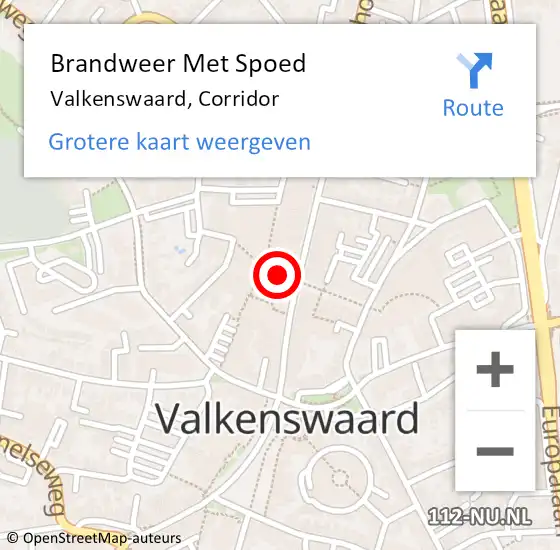 Locatie op kaart van de 112 melding: Brandweer Met Spoed Naar Valkenswaard, Corridor op 21 februari 2021 15:22