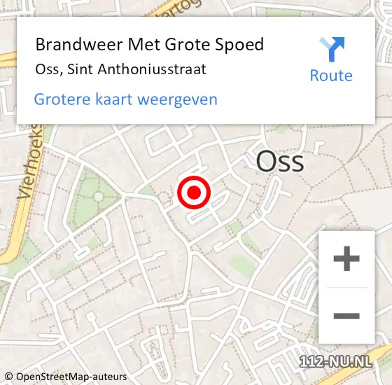 Locatie op kaart van de 112 melding: Brandweer Met Grote Spoed Naar Oss, Sint Anthoniusstraat op 21 februari 2021 15:30