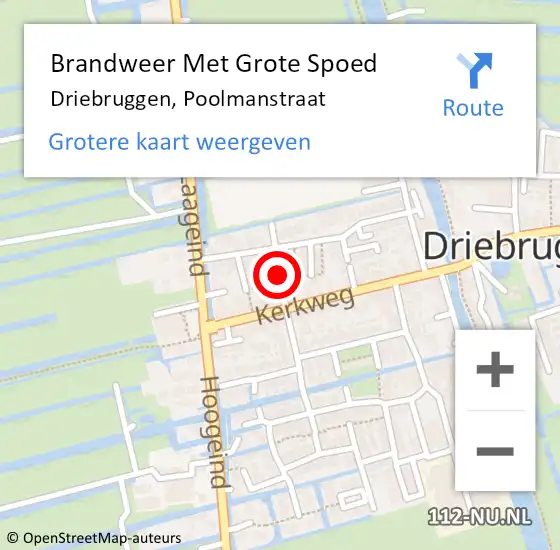 Locatie op kaart van de 112 melding: Brandweer Met Grote Spoed Naar Driebruggen, Poolmanstraat op 2 juni 2014 19:40