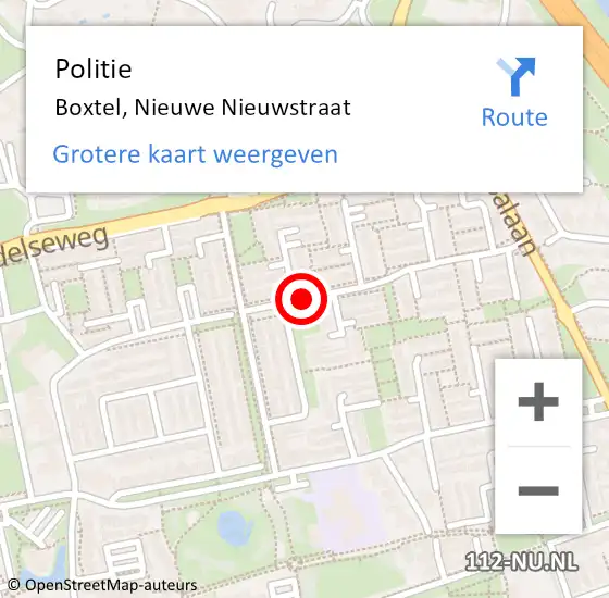 Locatie op kaart van de 112 melding: Politie Boxtel, Nieuwe Nieuwstraat op 21 februari 2021 16:41