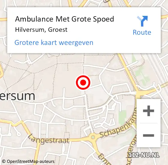 Locatie op kaart van de 112 melding: Ambulance Met Grote Spoed Naar Hilversum, Groest op 21 februari 2021 16:45