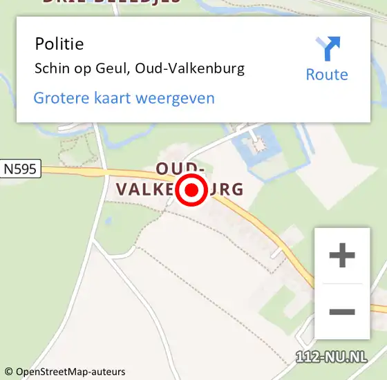 Locatie op kaart van de 112 melding: Politie Schin op Geul, Oud-Valkenburg op 21 februari 2021 17:19