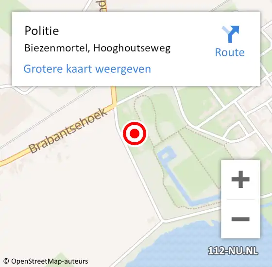 Locatie op kaart van de 112 melding: Politie Biezenmortel, Hooghoutseweg op 2 juni 2014 19:48