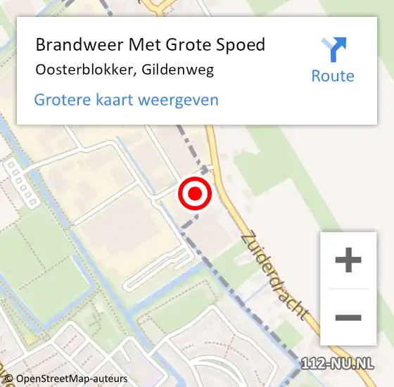 Locatie op kaart van de 112 melding: Brandweer Met Grote Spoed Naar Oosterblokker, Gildenweg op 2 juni 2014 19:50