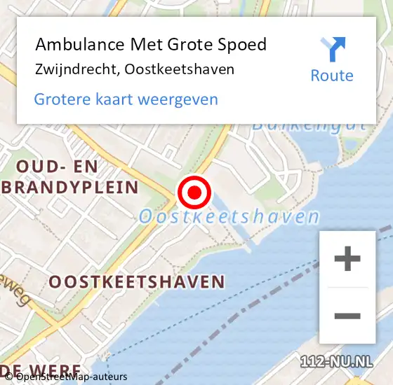 Locatie op kaart van de 112 melding: Ambulance Met Grote Spoed Naar Zwijndrecht, Oostkeetshaven op 21 februari 2021 18:05