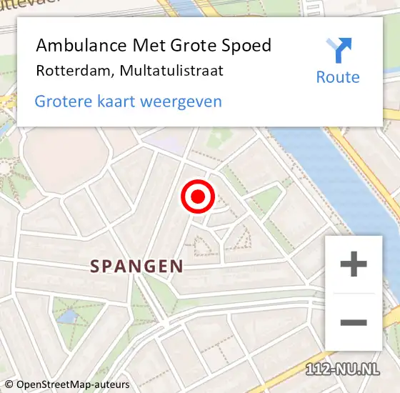 Locatie op kaart van de 112 melding: Ambulance Met Grote Spoed Naar Rotterdam, Multatulistraat op 21 februari 2021 18:42