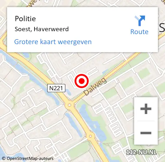 Locatie op kaart van de 112 melding: Politie Soest, Haverweerd op 21 februari 2021 22:50
