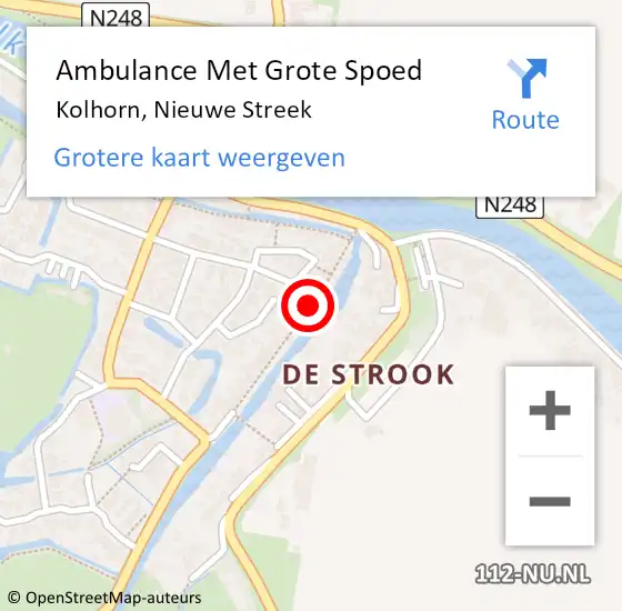 Locatie op kaart van de 112 melding: Ambulance Met Grote Spoed Naar Kolhorn, Nieuwe Streek op 21 februari 2021 23:54