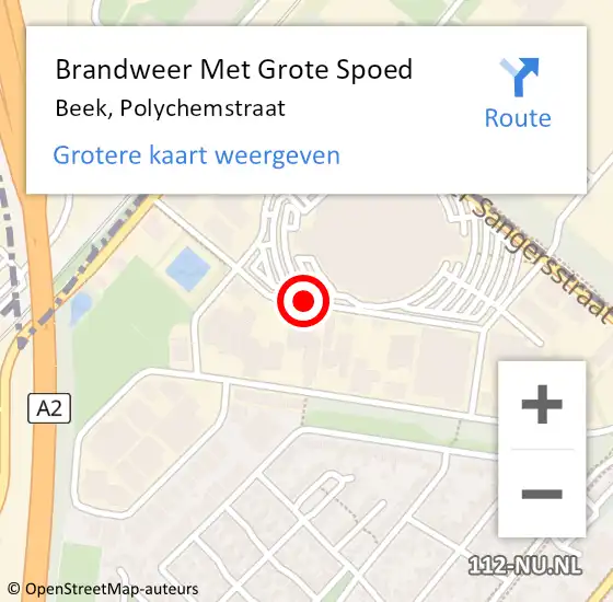 Locatie op kaart van de 112 melding: Brandweer Met Grote Spoed Naar Beek, Polychemstraat op 22 februari 2021 00:33