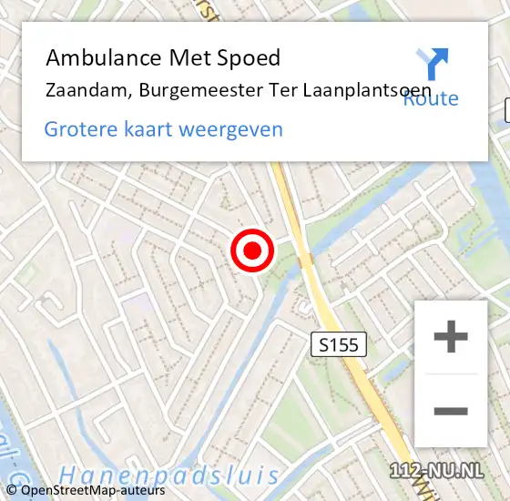 Locatie op kaart van de 112 melding: Ambulance Met Spoed Naar Zaandam, Burgemeester Ter Laanplantsoen op 22 februari 2021 01:36