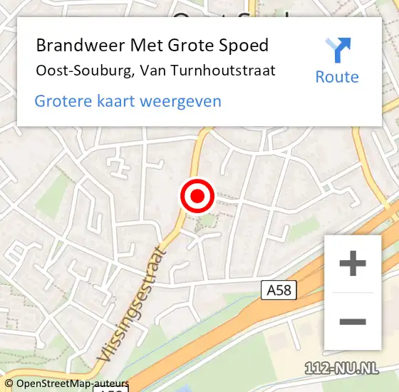 Locatie op kaart van de 112 melding: Brandweer Met Grote Spoed Naar Oost-Souburg, Van Turnhoutstraat op 2 juni 2014 20:28