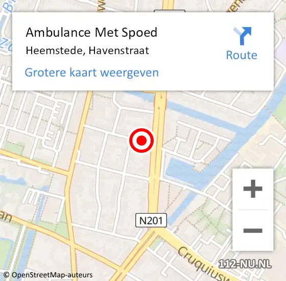 Locatie op kaart van de 112 melding: Ambulance Met Spoed Naar Heemstede, Havenstraat op 22 februari 2021 08:07