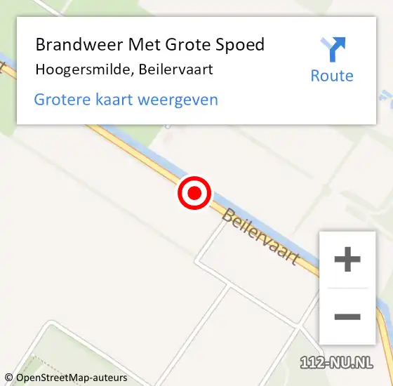 Locatie op kaart van de 112 melding: Brandweer Met Grote Spoed Naar Hoogersmilde, Beilervaart op 2 juni 2014 20:46