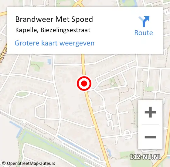 Locatie op kaart van de 112 melding: Brandweer Met Spoed Naar Kapelle, Biezelingsestraat op 22 februari 2021 09:46