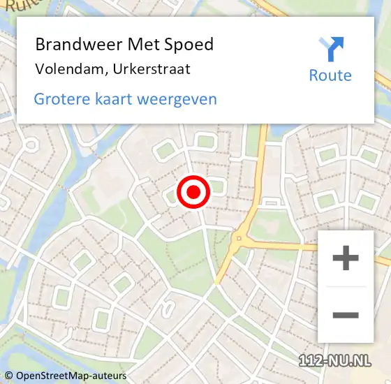 Locatie op kaart van de 112 melding: Brandweer Met Spoed Naar Volendam, Urkerstraat op 22 februari 2021 09:50