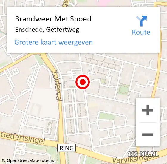 Locatie op kaart van de 112 melding: Brandweer Met Spoed Naar Enschede, Getfertweg op 22 februari 2021 09:51