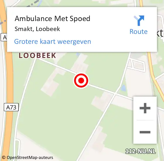 Locatie op kaart van de 112 melding: Ambulance Met Spoed Naar Smakt, Loobeek op 2 juni 2014 21:02