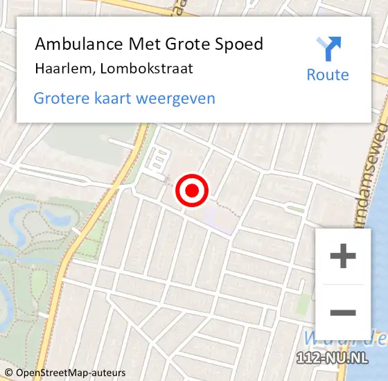 Locatie op kaart van de 112 melding: Ambulance Met Grote Spoed Naar Haarlem, Lombokstraat op 22 februari 2021 10:30