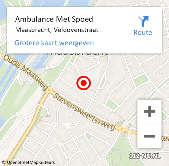 Locatie op kaart van de 112 melding: Ambulance Met Spoed Naar Maasbracht, Veldovenstraat op 22 februari 2021 10:34