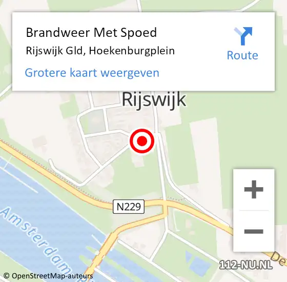 Locatie op kaart van de 112 melding: Brandweer Met Spoed Naar Rijswijk Gld, Hoekenburgplein op 22 februari 2021 11:03